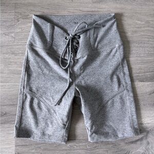 Year of Ours Grey Lace Up Bike Shorts S